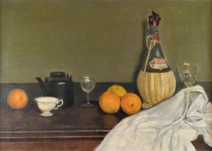 Juliusz KRAJEWSKI (1905-1992), Martwa natura z butelką Chianti