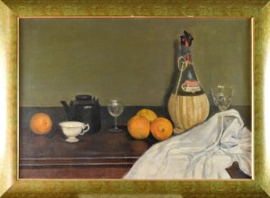 Juliusz KRAJEWSKI (1905-1992), Martwa natura z butelką Chianti