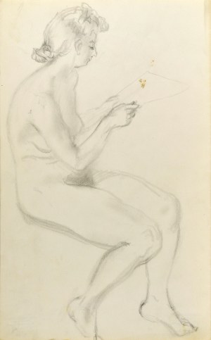Kasper POCHWALSKI (1899-1971), Akt kobiety siedzącej z czasopismem w ręce, 1941