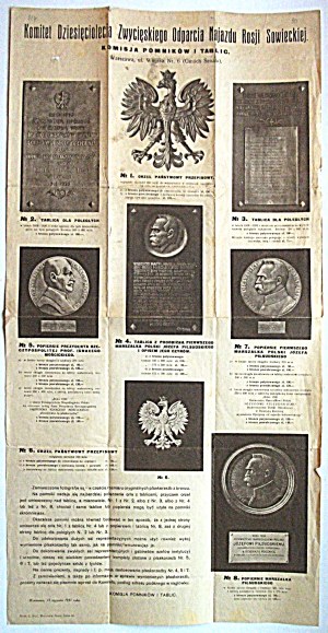 [AFISZ]. Committee for the Tenth Anniversary of the Victorious Repulse of the Invasion of Soviet Russia. Committee on Monuments and Plaques...