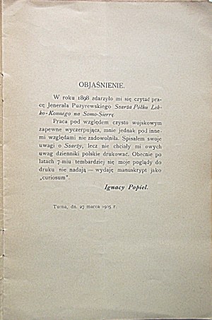 IGNACY POPIEL. Manuscript. (Quasi due fantasies). W-wa 1905. published by the author. Format 13/21 cm. p. 16. broch...