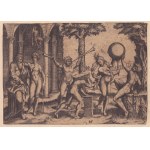 Marcantonio Raimondi, A man with two trumpets