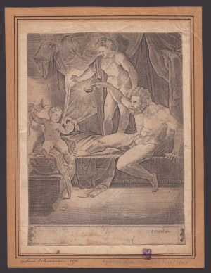 Agostino Veneziano (Agostino dei Musi), Heracles as a child with Alcmena and Amphitryon