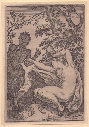 Agostino Carracci, Satyr and a sleeping Nymph