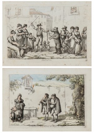 Bartolomeo Pinelli, Ballo dell'Orso | Li Piferari in Roma - Costumi del Regno di Napoli 1809
