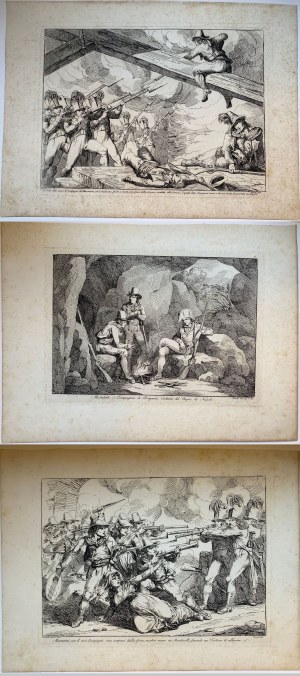 Bartolomeo Pinelli, Lot of three plates from the story of the brigand Massaroni 1823