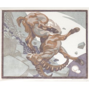 Norbertine Bresslern-Roth, Stürzender Steinbock (Falling Roe Deer) 1922