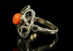 Silver ring with coral, ORNO (203)