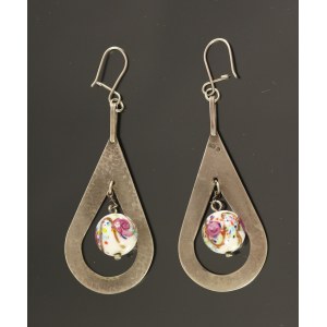 Pair of earrings, silver, porcelain (314)