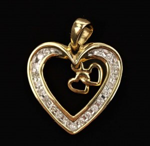 Boxed heart pendant, 10K gold (pr.417) with diamonds (331)