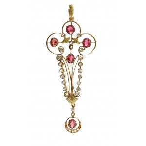 Gold pendant with five tourmalines. Tsarist Russia (702)