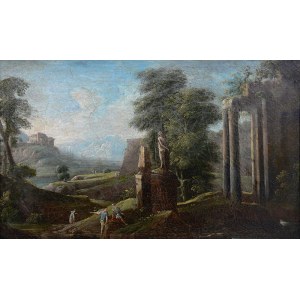 Artysta nieokreślony (2 poł. XVIII w.) Pejzaż włoski z ruinami i posągiem