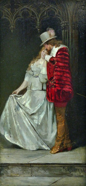 Jacobus Leisten (1844 Düsseldorf - 1918 tamże) Scena romantyczna, 1888 r.