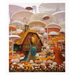 Jacek Yerka (1952), Two Snails, inkography, 2007