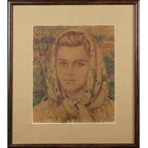Henryk UZIEMBŁO (1879-1949), Portrait of the artist's daughter in a shawl