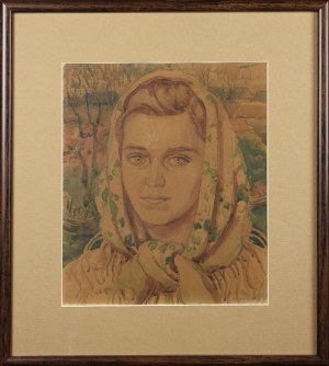 Henryk UZIEMBŁO (1879-1949), Portret córki artysty w chuście