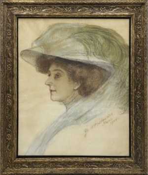 Zofia ATTESLANDER (1874- po 1928), Portret kobiety w kapeluszu, 1908