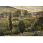 Fryderyk PAUTSCH (1877-1950), Pejzaż z kościółkiem, 1933