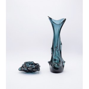 HUTA SZKŁA ZĄBKOWICE, Vase and ashtray