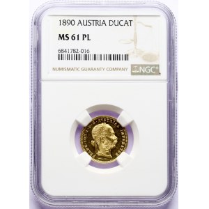 Austria Ducat 1890 NGC MS 61 PL