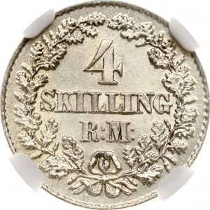 Denmark 4 Skilling 1856 VS NGC AU 58