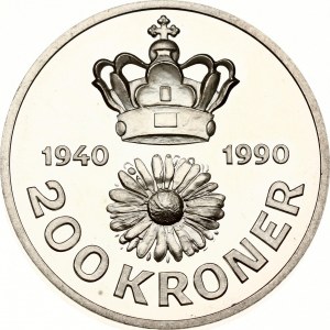 Denmark 200 Kroner ND (1990) LG Queen's 50th Birthday
