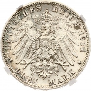 Germany Württemberg 3 Mark 1914 F NGC MS 63