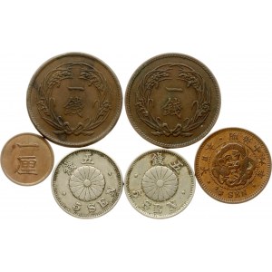 Japan 1 Rin - 5 Sen 1883-1898 Lot of 6 coins