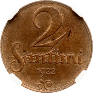 Latvia 2 Santimi 1922 NGC MS 62 BN