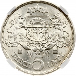 Latvia 5 Lati 1929 NGC MS 63