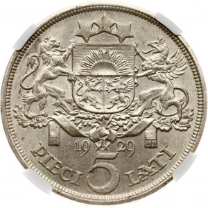 Latvia 5 Lati 1929 NGC MS 62