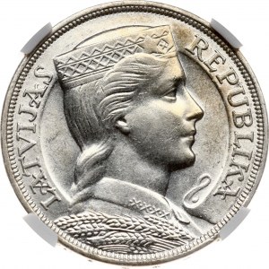 Latvia 5 Lati 1931 NGC AU 58