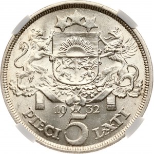 Latvia 5 Lati 1932 NGC MS 63
