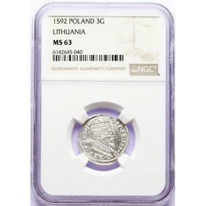 Lithuania Trojak 1592 Vilnius (RR) NGC MS 63