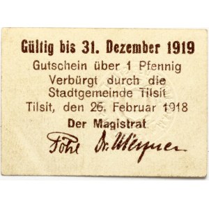Prussian Lithuania Tilsit - Tilžė 1 Pfennig 1918