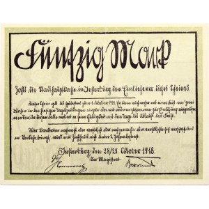 Prussian Lithuania Insterburg - Įsrūtis 50 Mark 1919