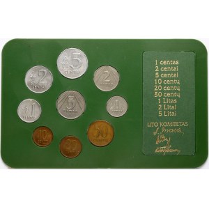 Lithuania 1 Centas - 5 Litai 1991 Set Lot of 9 coins