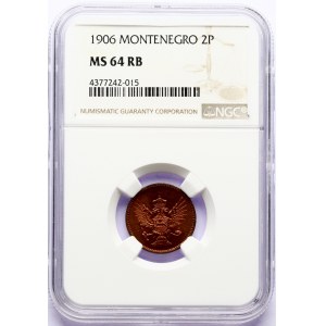 Montenegro 2 Pare 1906 NGC MS 64 RB