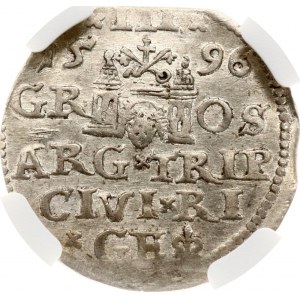 Poland Trojak 1596 Riga NGC AU 55