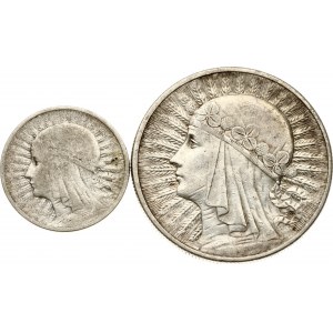 Poland 2 & 10 Zlotych 1932-1933 Lot of 2 coins