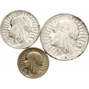 Poland 2 - 10 Zlotych 1932-1933 Lot of 3 coins
