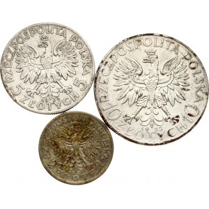 Poland 2 - 10 Zlotych 1932-1933 Lot of 3 coins