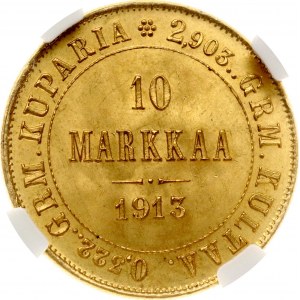 Russia For Finland 10 Markkaa 1913 S NGC MS 66