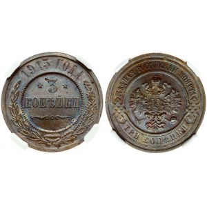 Russia 3 Kopecks 1915 NGC MS 64 BN