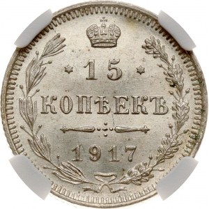 Russia 15 Kopecks 1917 ВС (R) NGC MS 65