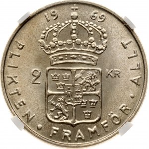 Švédsko 2 koruny 1969 U NGC MS 62