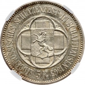 Switzerland 5 Francs 1865 Schaffhausen Shooting Festival NGC UNC DETAILS