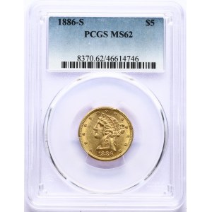 USA 5 Dollars 1886 S PCGS MS 62