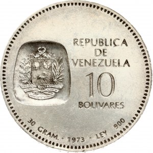 Venezuela 10 Bolivares 1973 Centennial of Simon Bolivar in coins