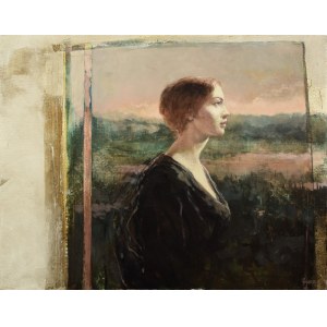Antoni CYGAN (UR. 1964), Dziewczyna na tle pejzażu, 1990